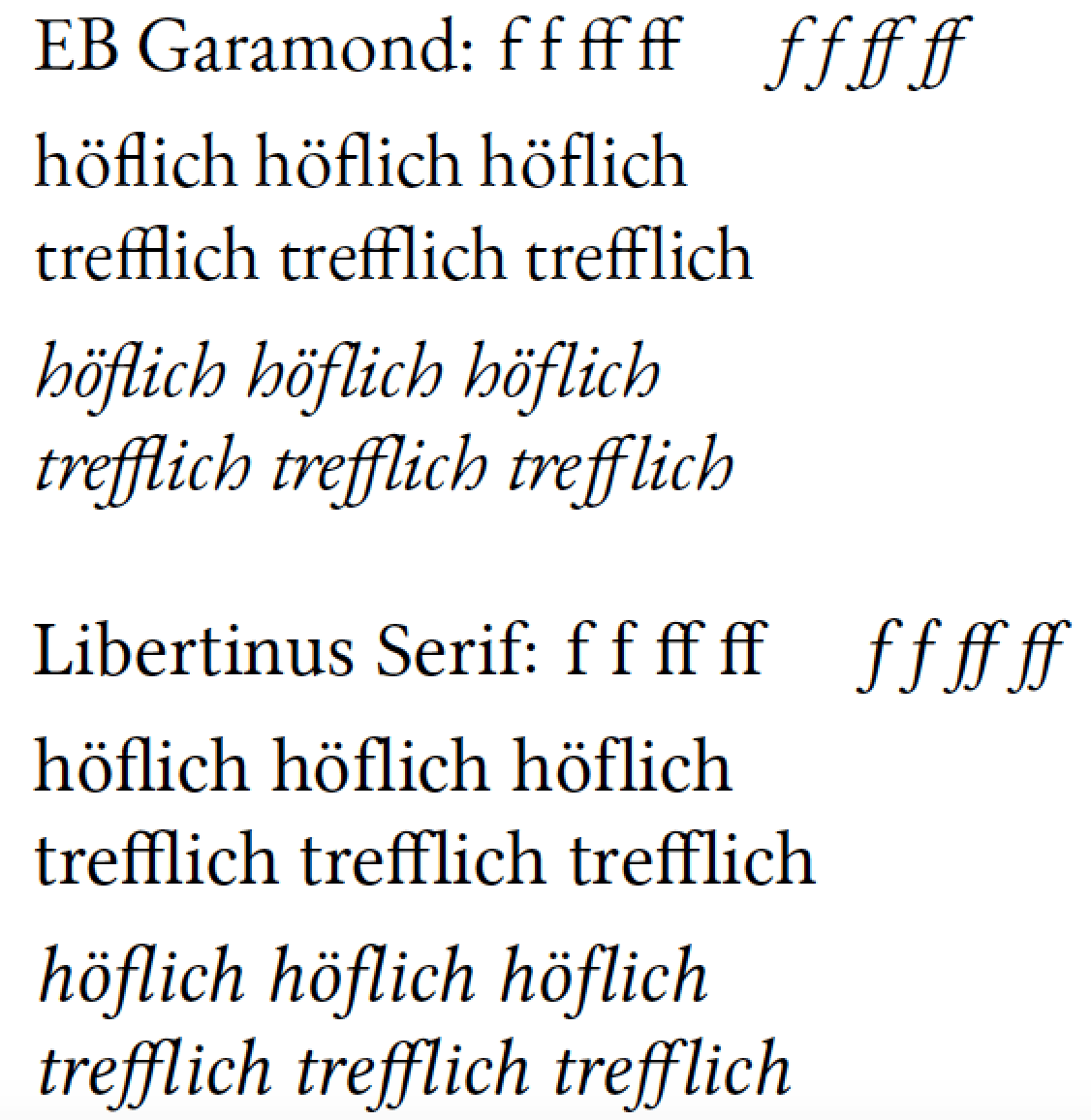 xetex Is there a “non ligature ‘short f’” in Junicode or EB Garamond