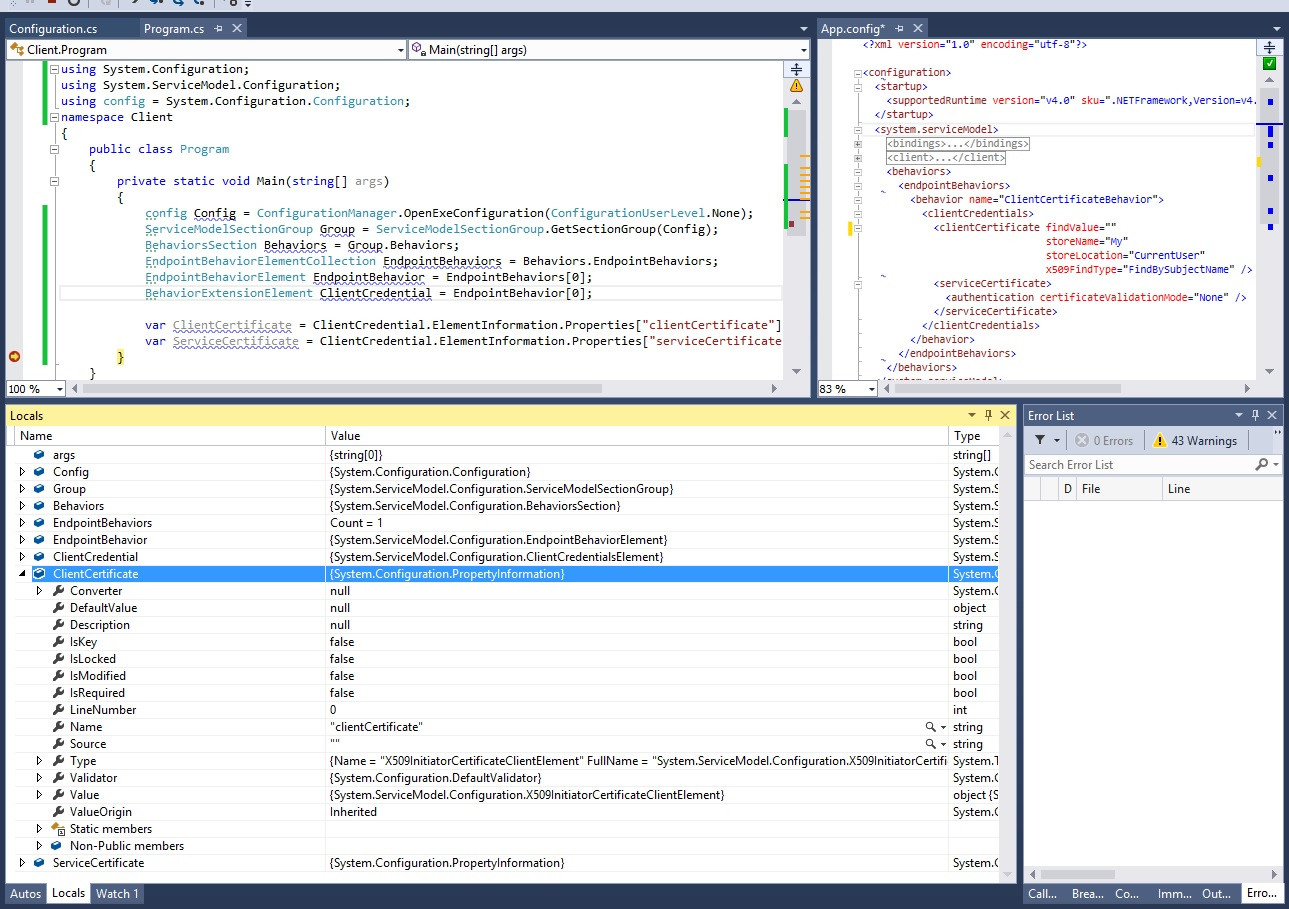 C traceoutputoptions app config tool