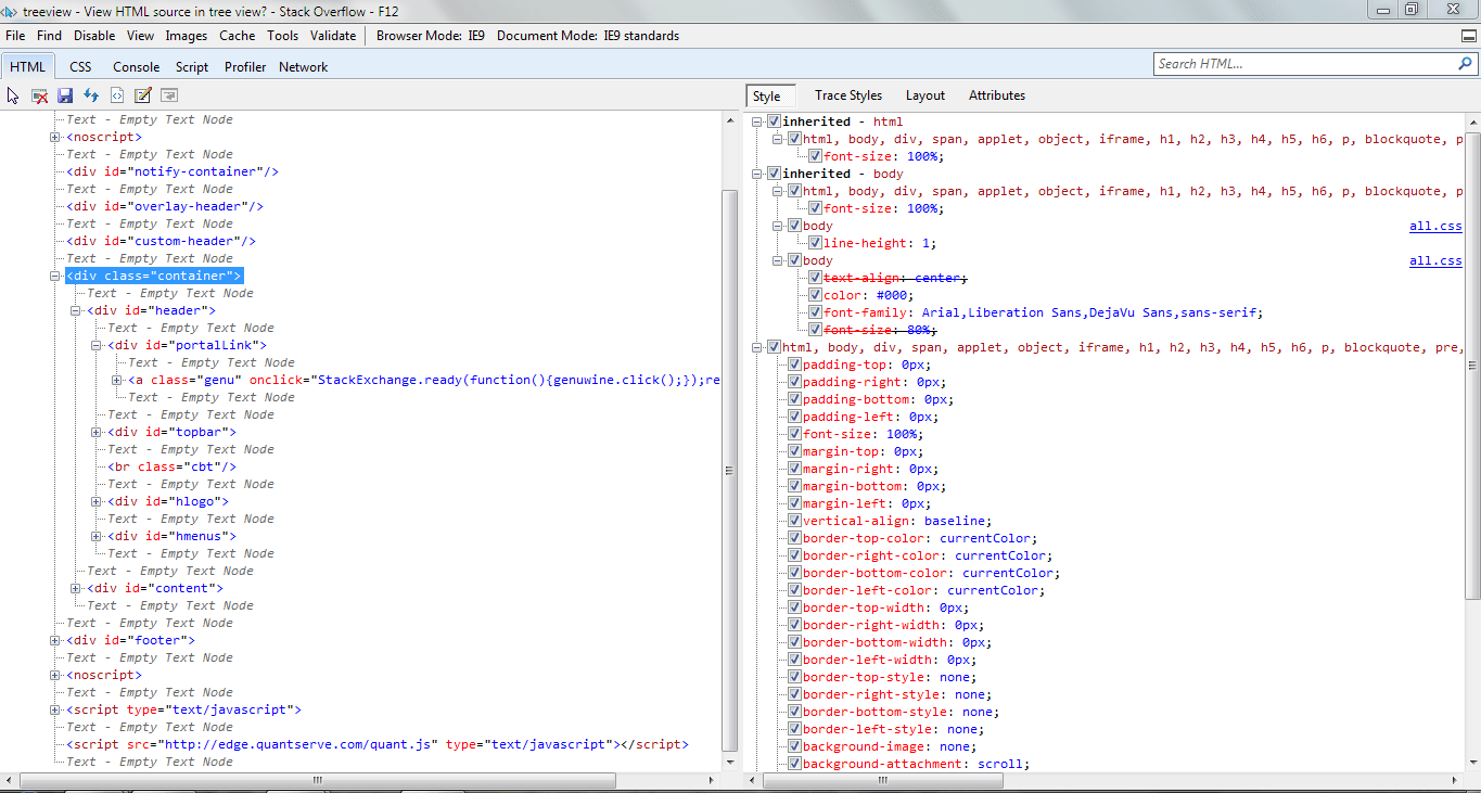 treeview View HTML source in tree view? Stack Overflow