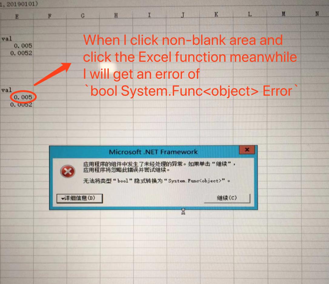 New excel formulas/functions with C Cannot implicitly convert type