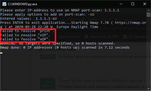 Python script launch nmap with parameters Stack Overflow