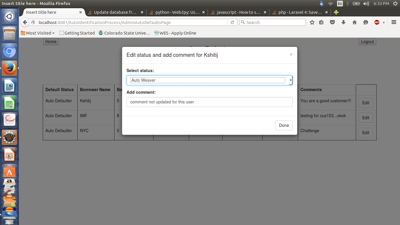 javascript Update database from bootstrap modal using AJAX Stack