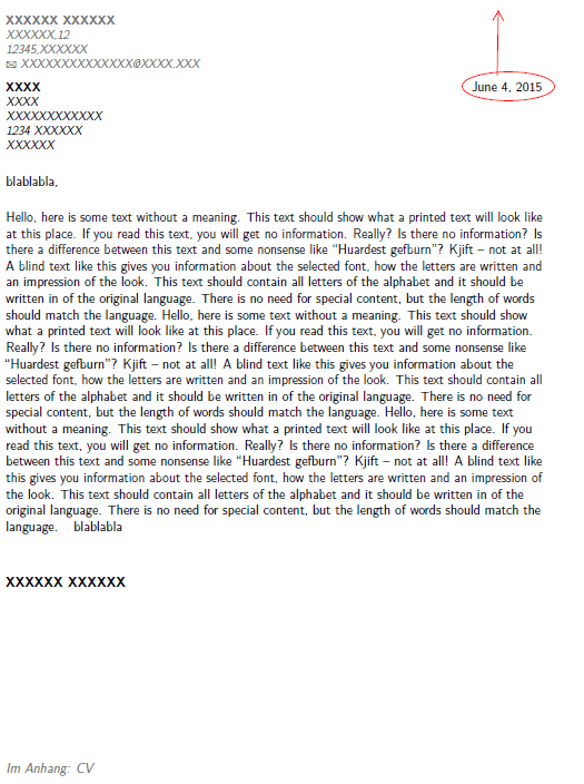 Date of birth in cover letter
