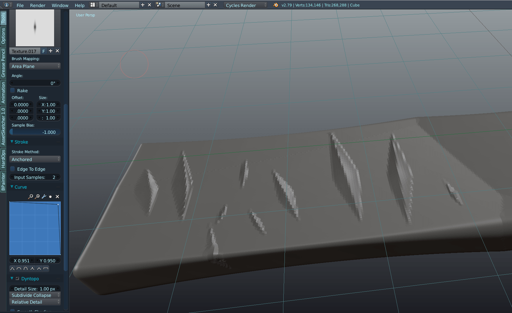 dynamic topology Sculpting brush alpha/texture resolution? Blender