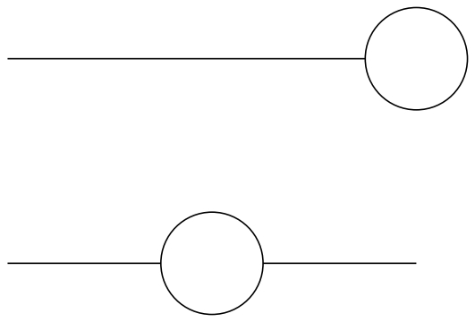 tikz pgf - How to draw a string with a circle in the middle, circle at