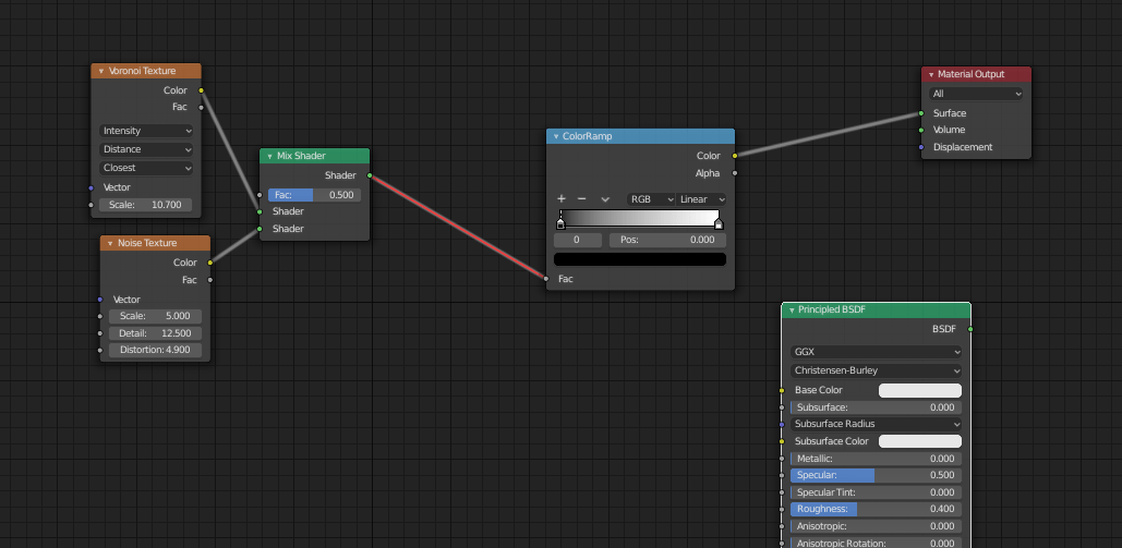 eevee render engine Red line from Shader node to Color Ramp Blender