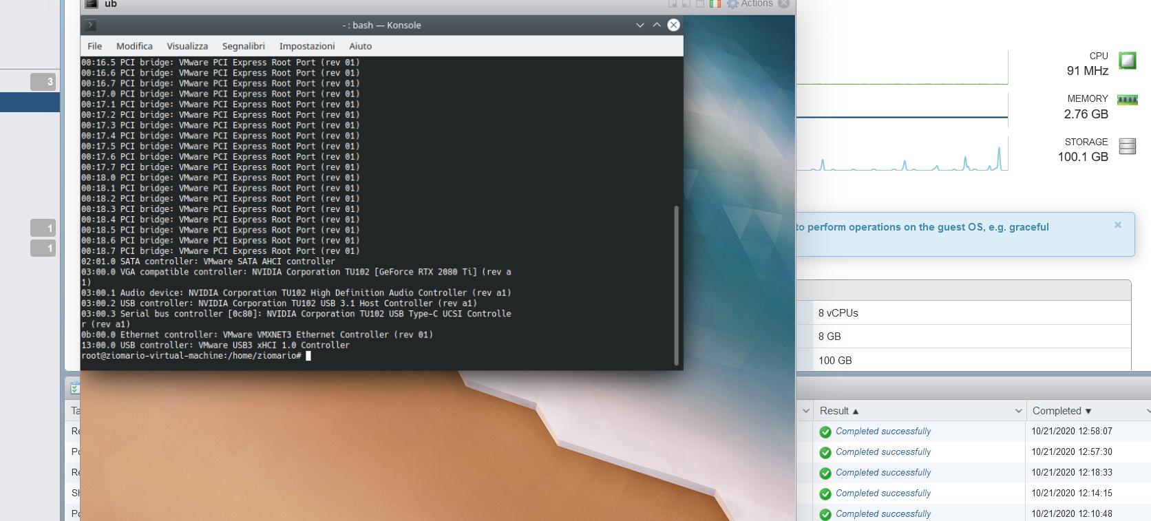 Ubuntu 20.04 on vmware ESXi 7 and Nvidia 2080 ti device available