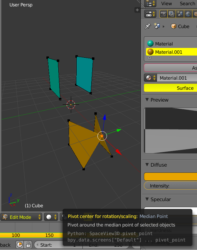 python Snap two vertices into midpoint of them Blender Stack Exchange