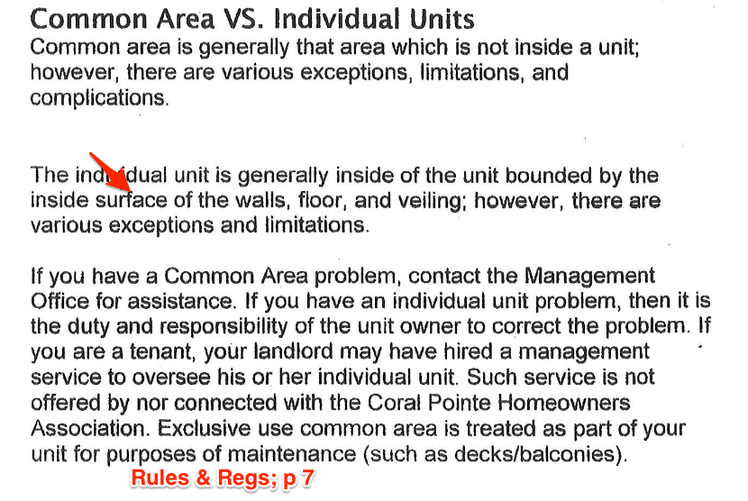 property Establishing Ownership of a Sink Drain In Wall Condo in