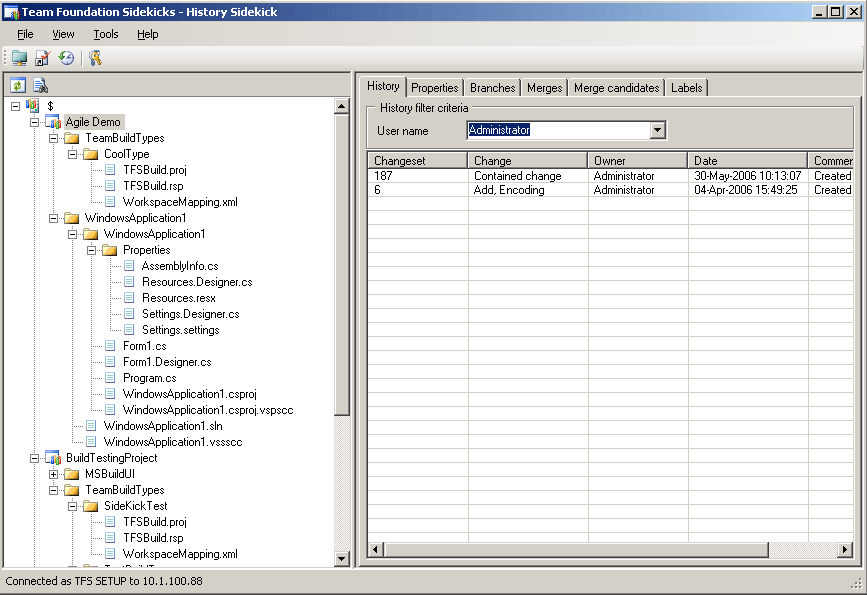 How to see the CheckIn History of a particular user in TFS