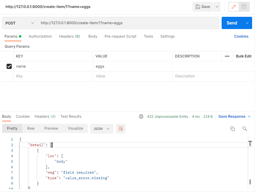[SOLVED] FastAPI Postman error 422 Unprocessable Entity DeveloperLoad