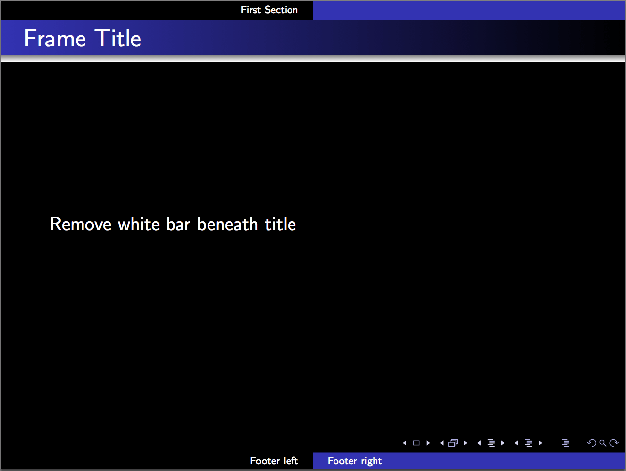 formatting Setting beamer color in region between title bar and