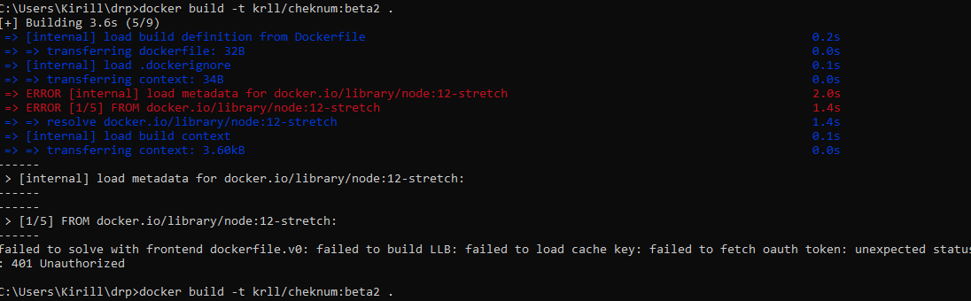 node.js nodejs docker build ERROR (failed to solve with frontend