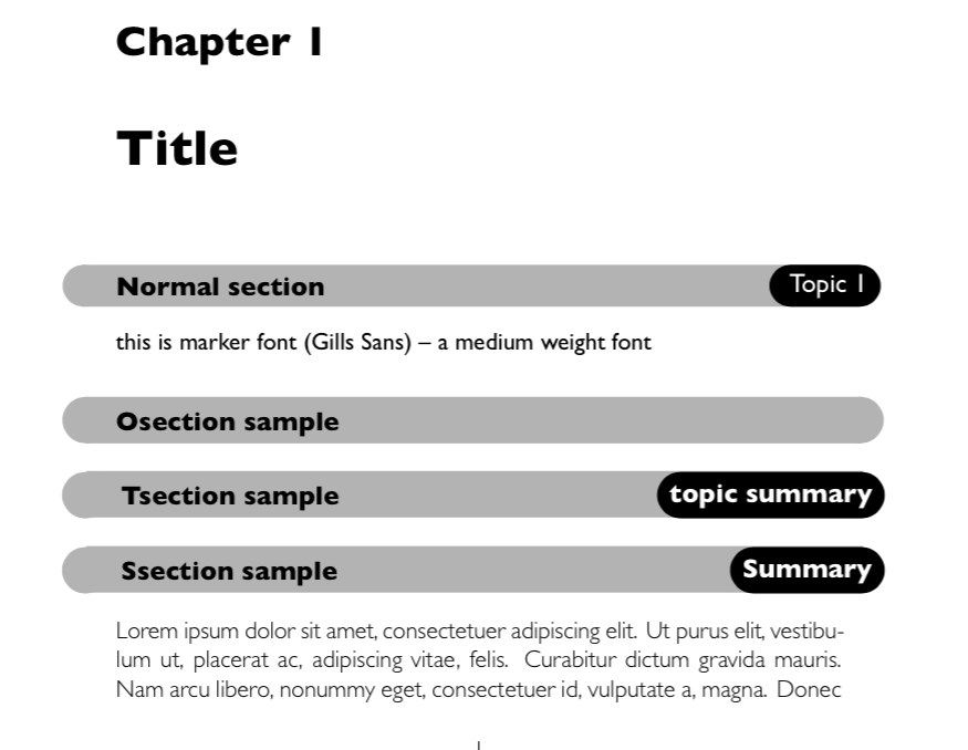 sectioning Creating a section heading 'marker' in a