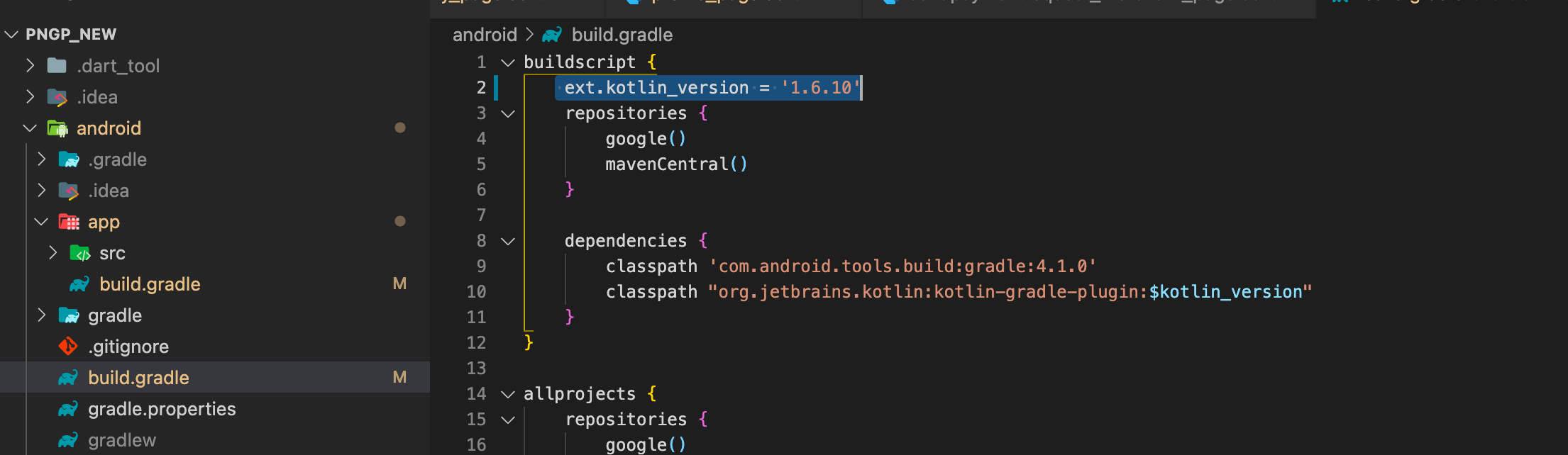 flutter Your project requires a newer version of the Kotlin Gradle