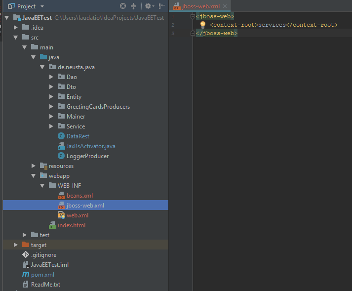 java WildFly webcontext is not registered as expected by the jboss