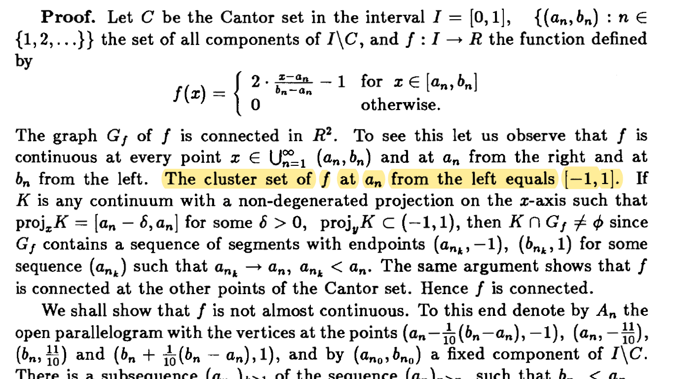 real analysis About Cantor set and the cluster set of points at the