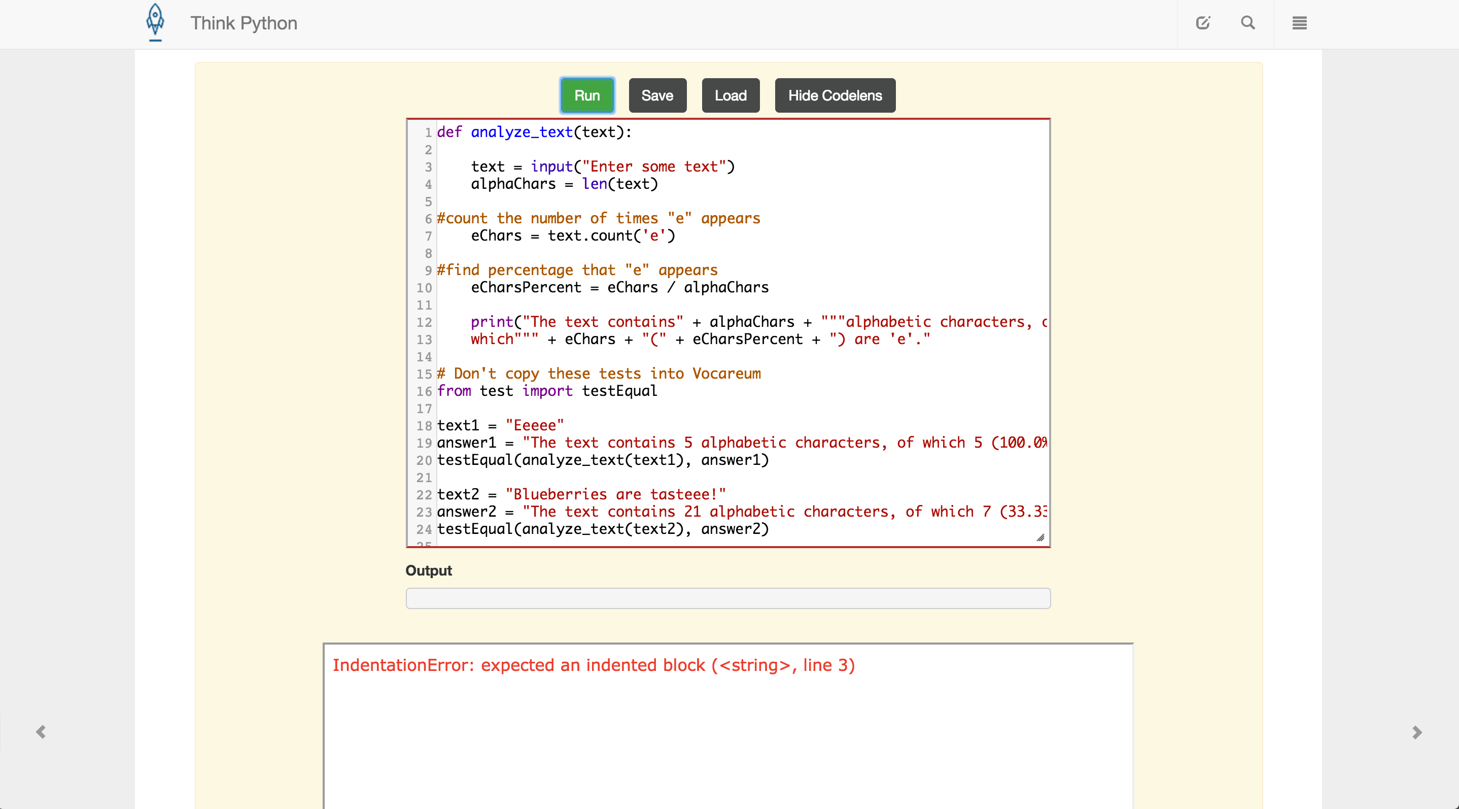 string Python Function That Counts Number of Alphabetic Characters, Keeps Track of How Many