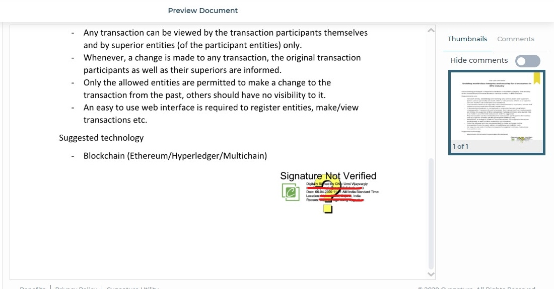 c How to hide Validity unknown symbol after signing the PDF in