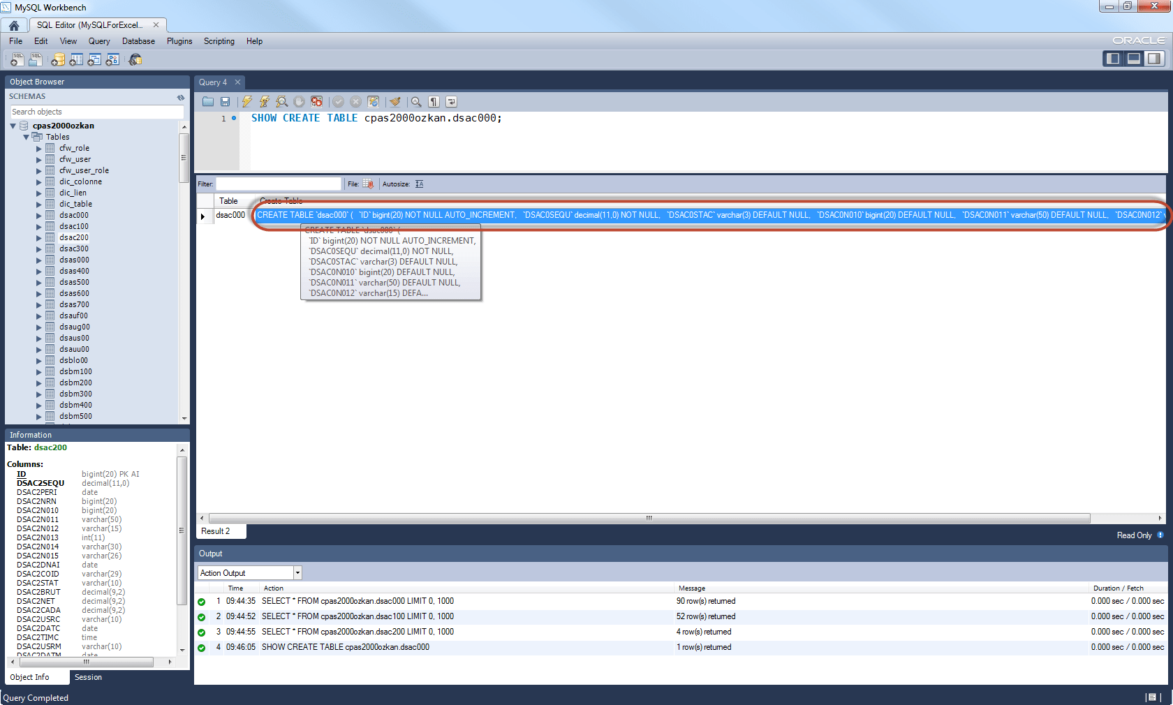mysql 'show create table' on several tables Stack Overflow