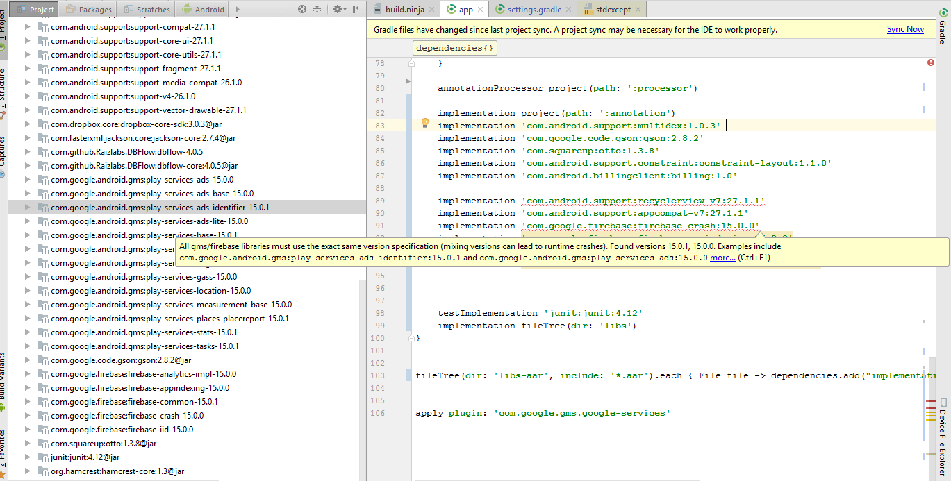 duplicates Android Studio library versions conflict Stack Overflow