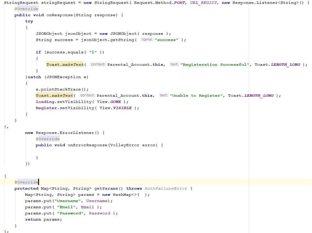 Exception com.android.volley.AuthFailureError is never thrown in the