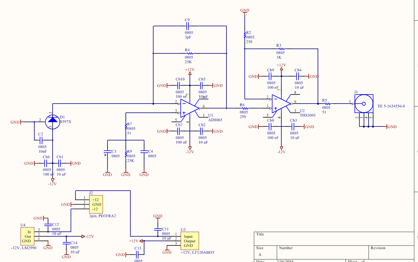 op amp 15MHz photodiode PCB, feedback requested Electrical