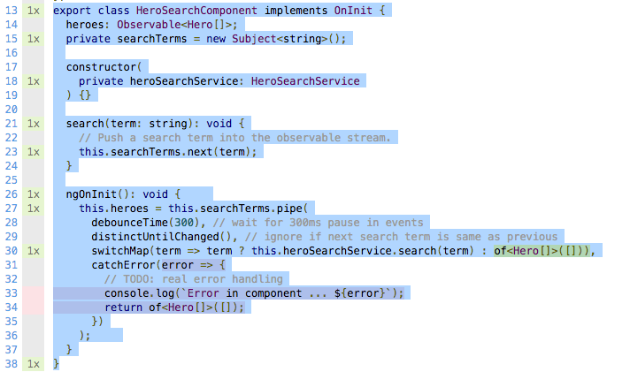 Function is never called inside a switchMap with unit test angular