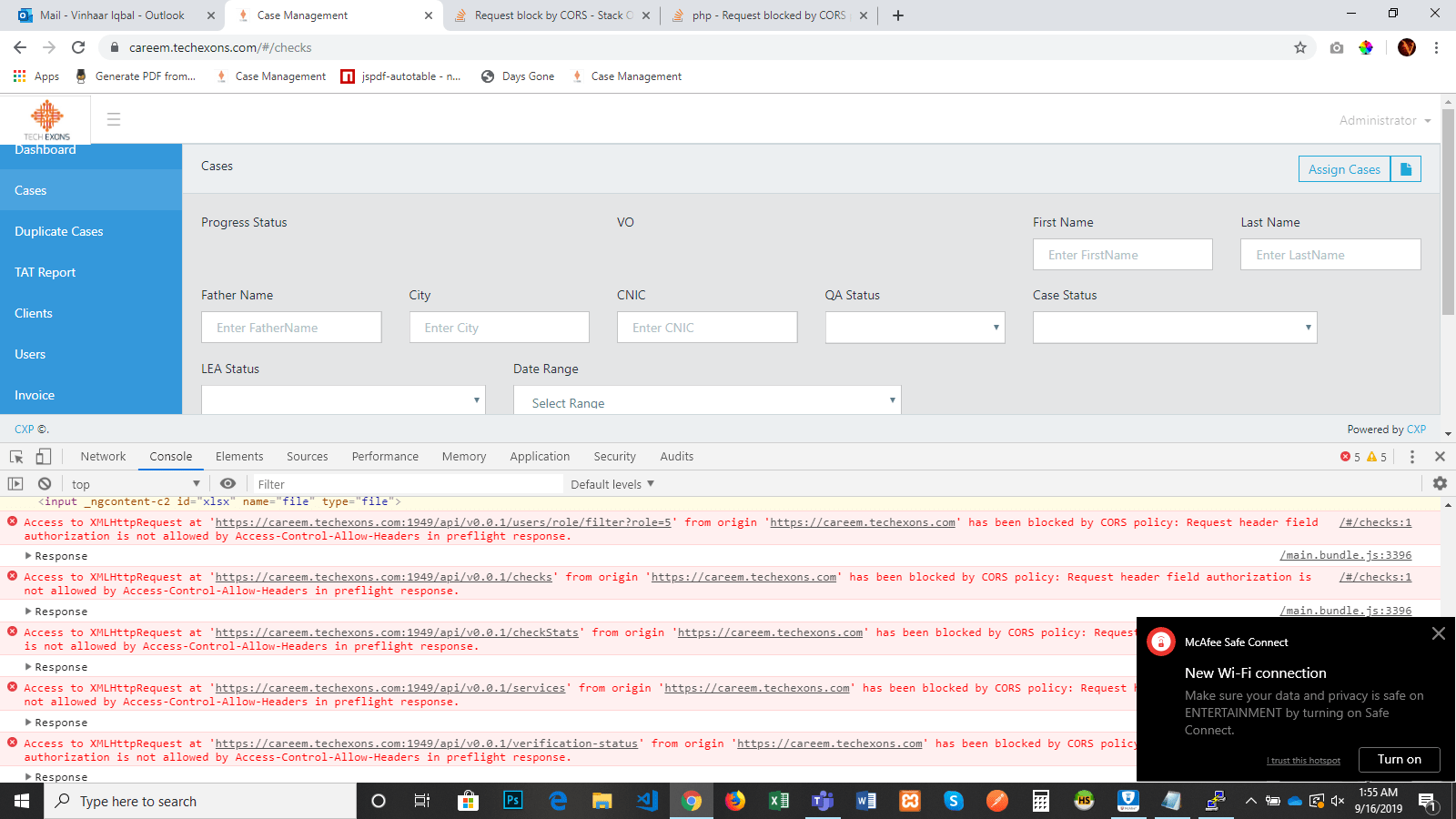 node.js Request block by CORS Stack Overflow