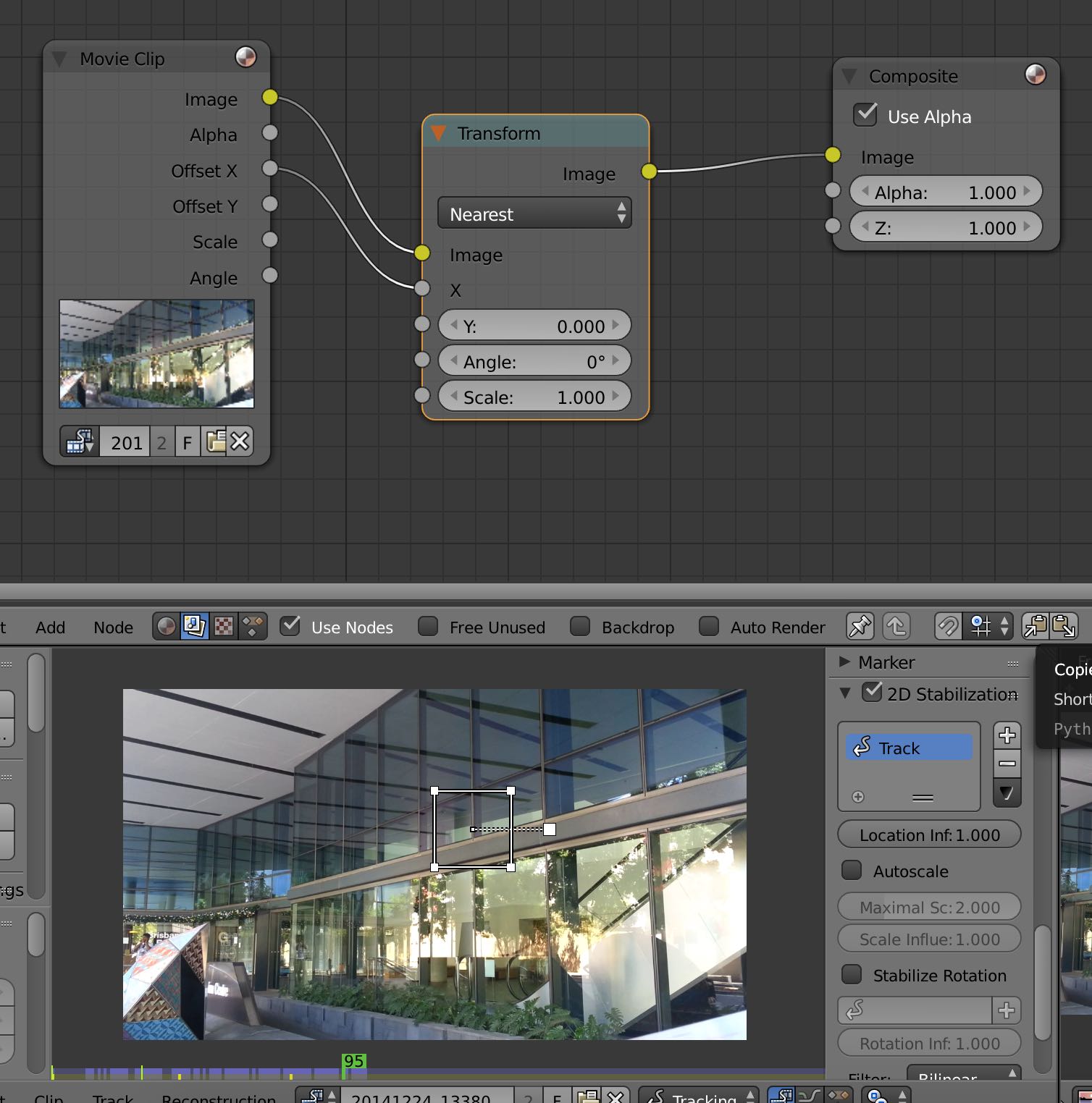 Can motion tracking and Video Stabilization constrain to y axis only