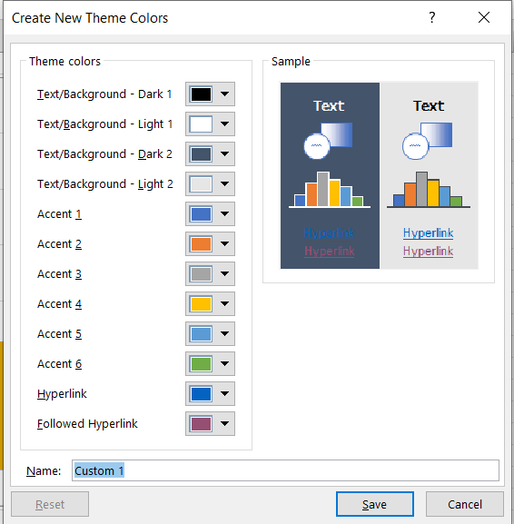 How to change the available color palettes in MS Excel's "Chart Styles