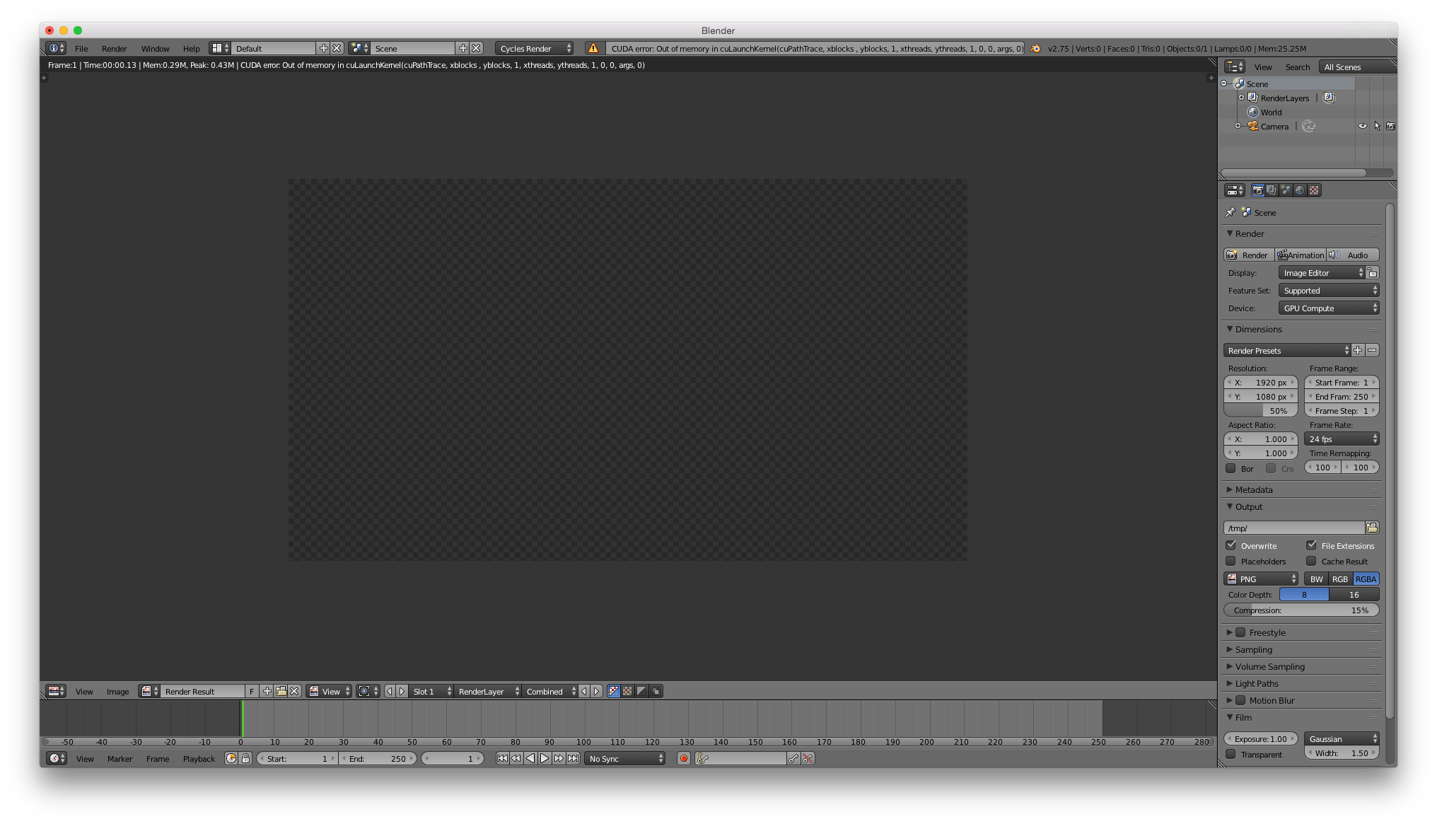 cycles render engine Why do I get "CUDA error Out of memory", even