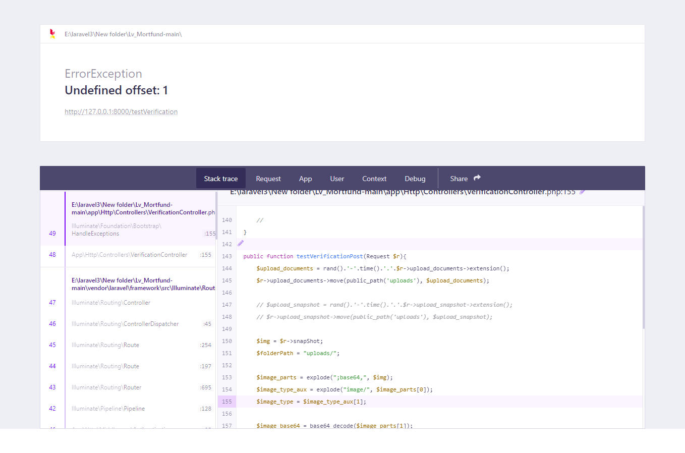 ErrorException Undefined offset 1, laravel Laravel Questions