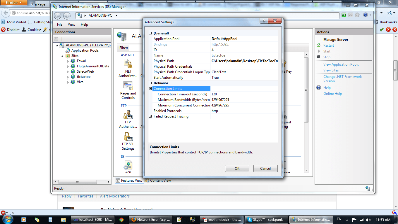 c IIS connection timeout and connection string timeout attribute
