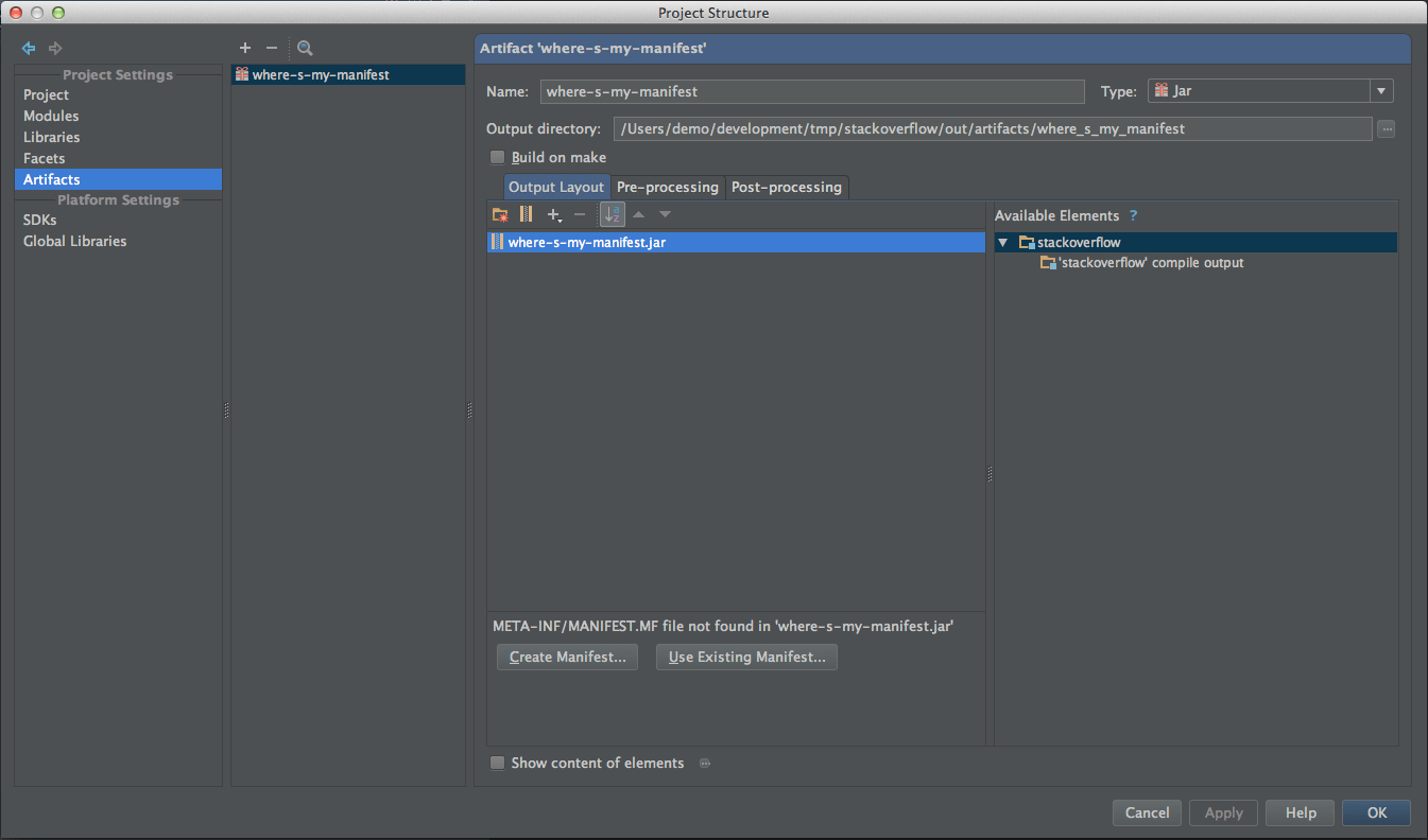 java what is equivalent to eclipse deployment assembly manifest entries in intellij? Stack