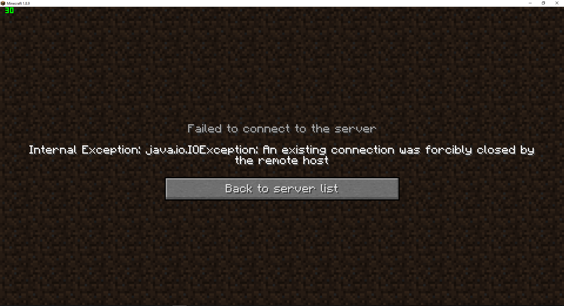 minecraft java edition Error while connecting An existing connection
