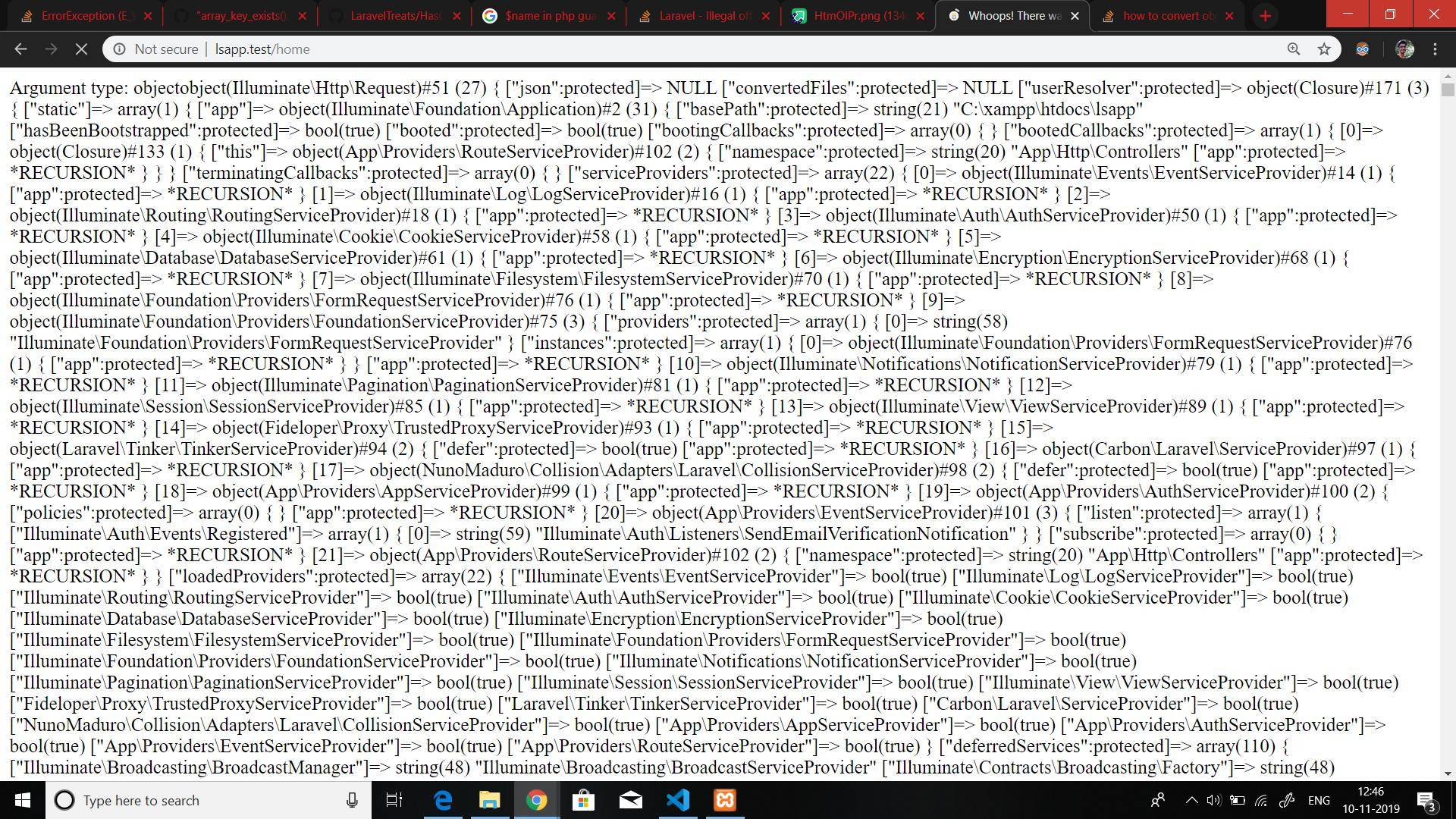 ErrorException (E_WARNING) Illegal offset type in authManager.php