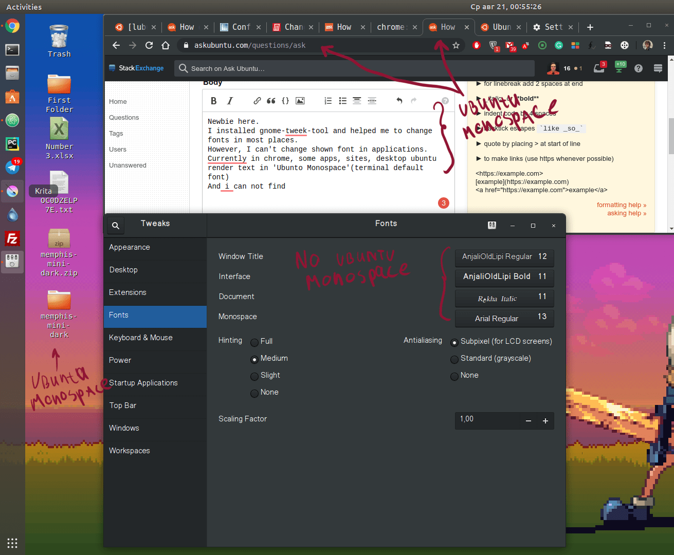 gnome How do I change font in applications and desktop Ubuntu 18