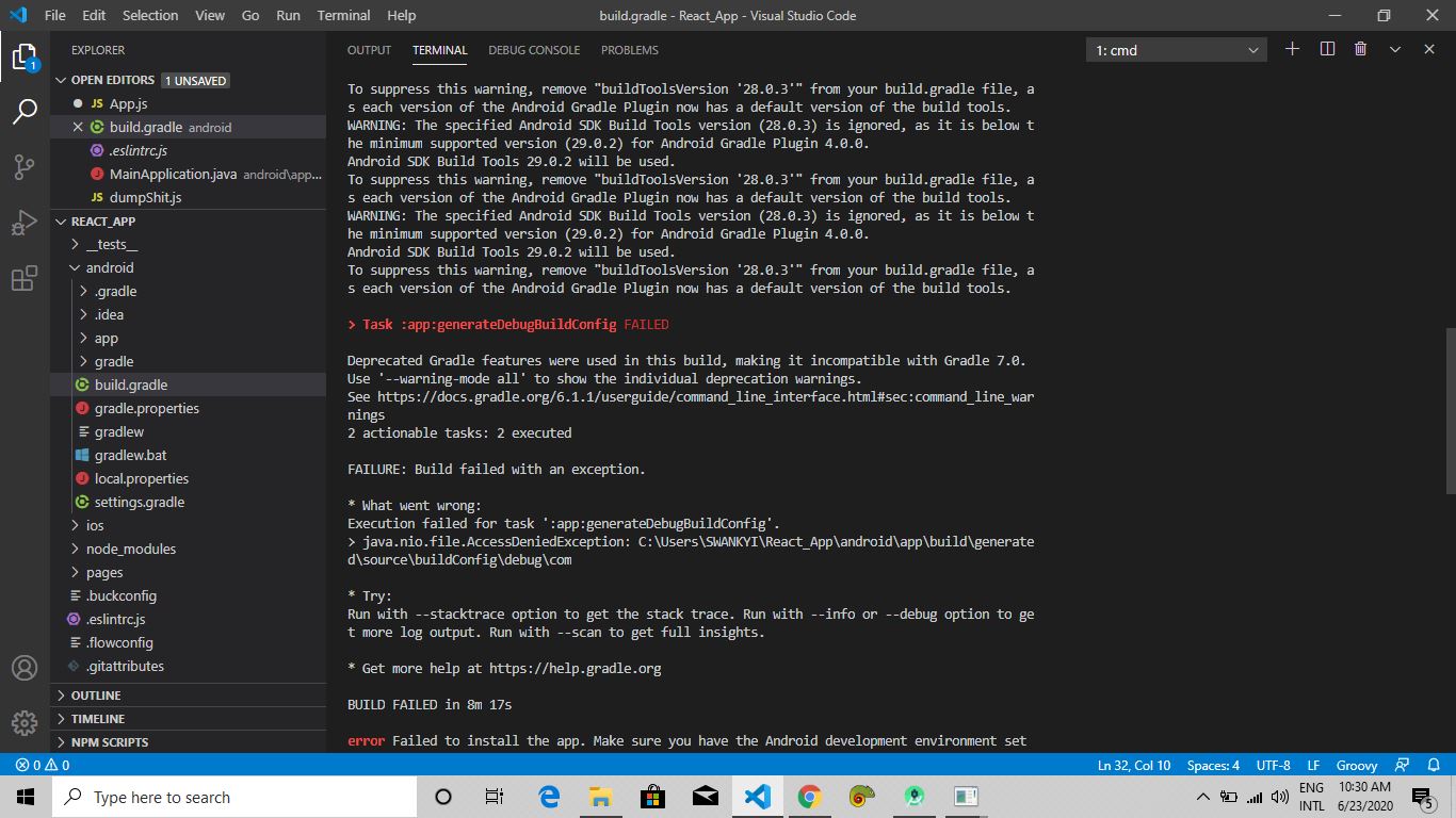 reactjs Does updating the Gradle plugin via Android