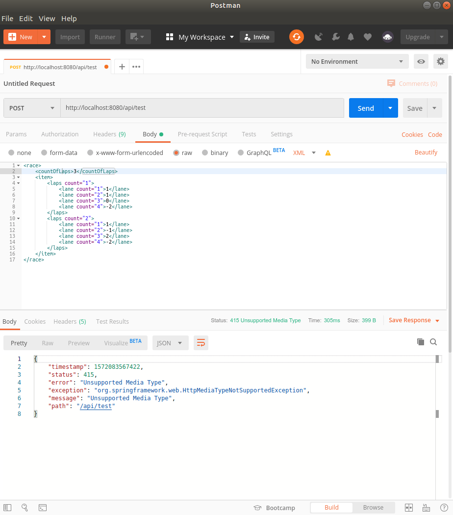 java Getting Unsupported Media Type when trying to create POJO from