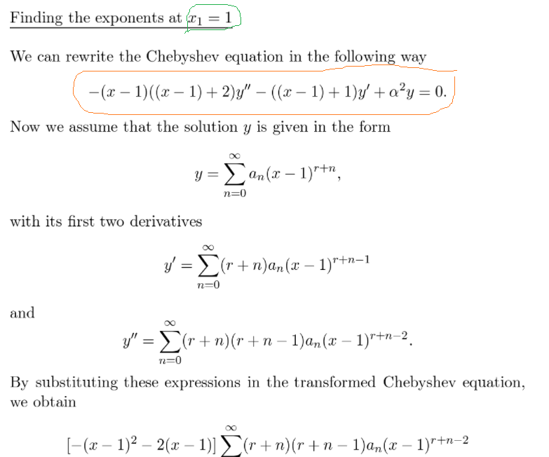 motivation of rewriting the form of chebyshev equation when trying to