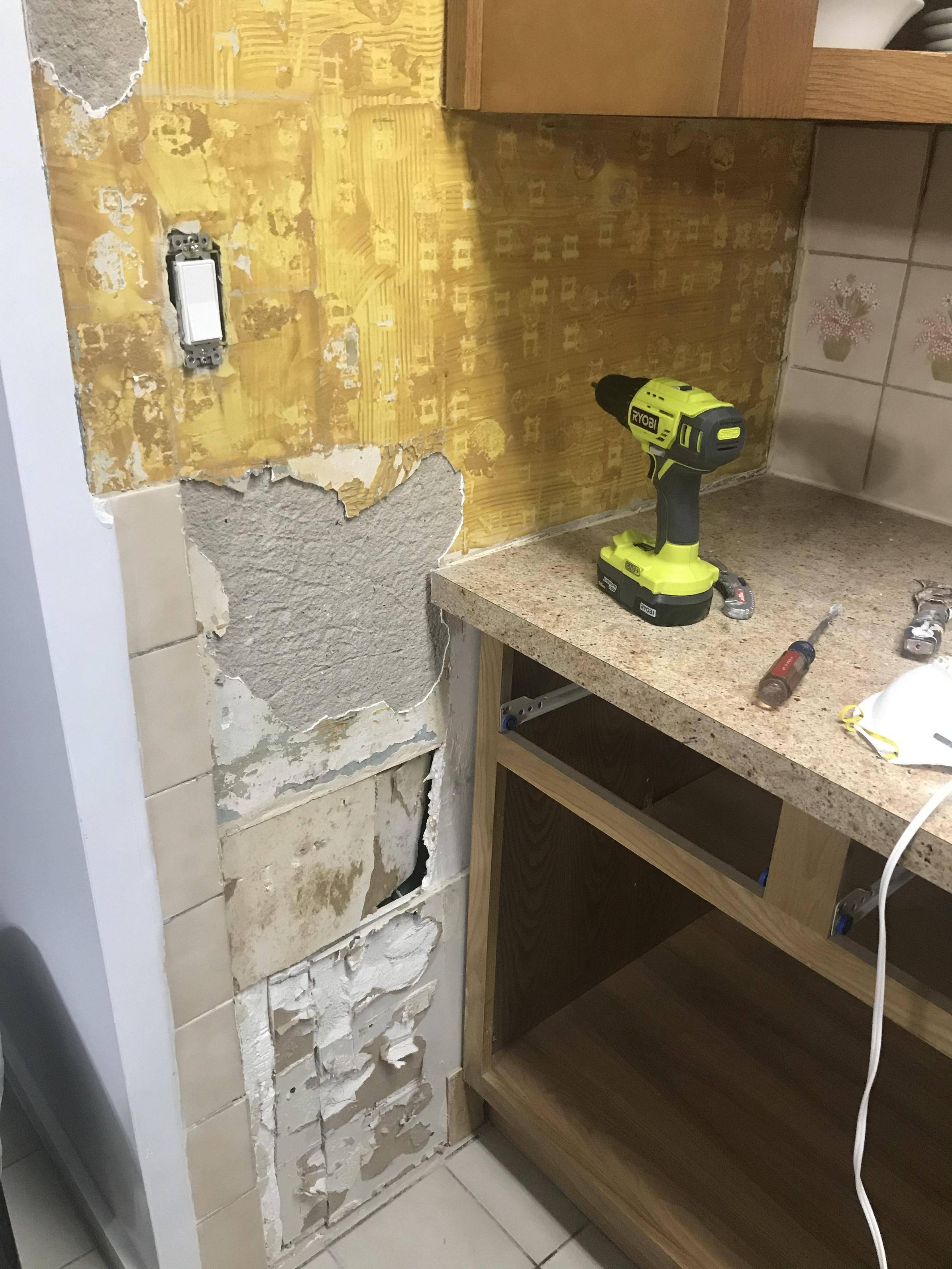 cement board Replacing old tile kitchen with wall Home Improvement