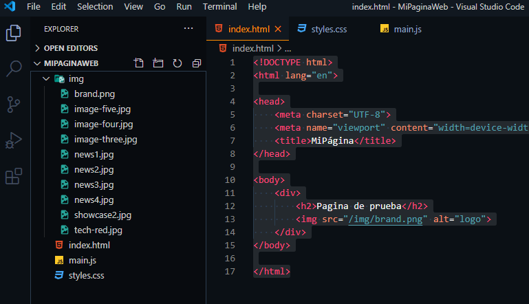 Porque Cuando Inserto Una Imagen En Mi Html Solo Me Aparece Un Icono De Imagen Pequena Stack Overflow En Espanol
