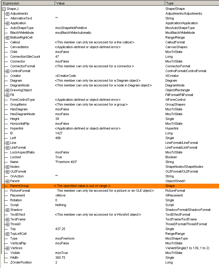 excel How to check Shape.ParentGroup? Stack Overflow