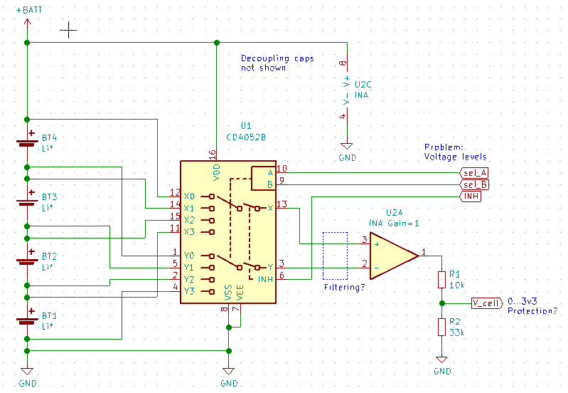 batteries Measure battery pack cell voltages with analog