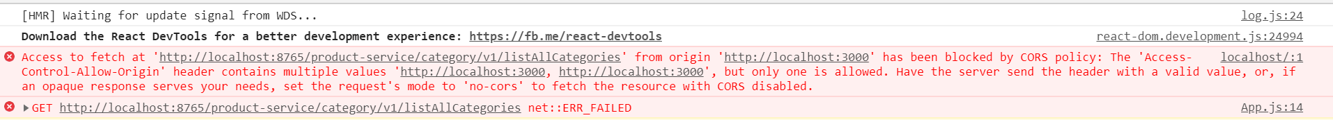 java MicroService Architecture CORS Configuration results in Access