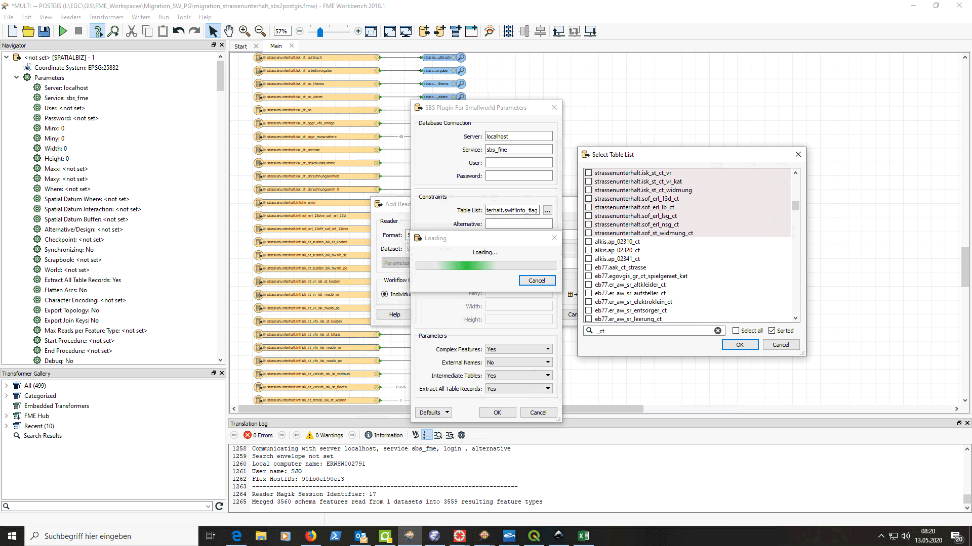 [SOLVED] FME Workbench Reader select tables to import using wildcards
