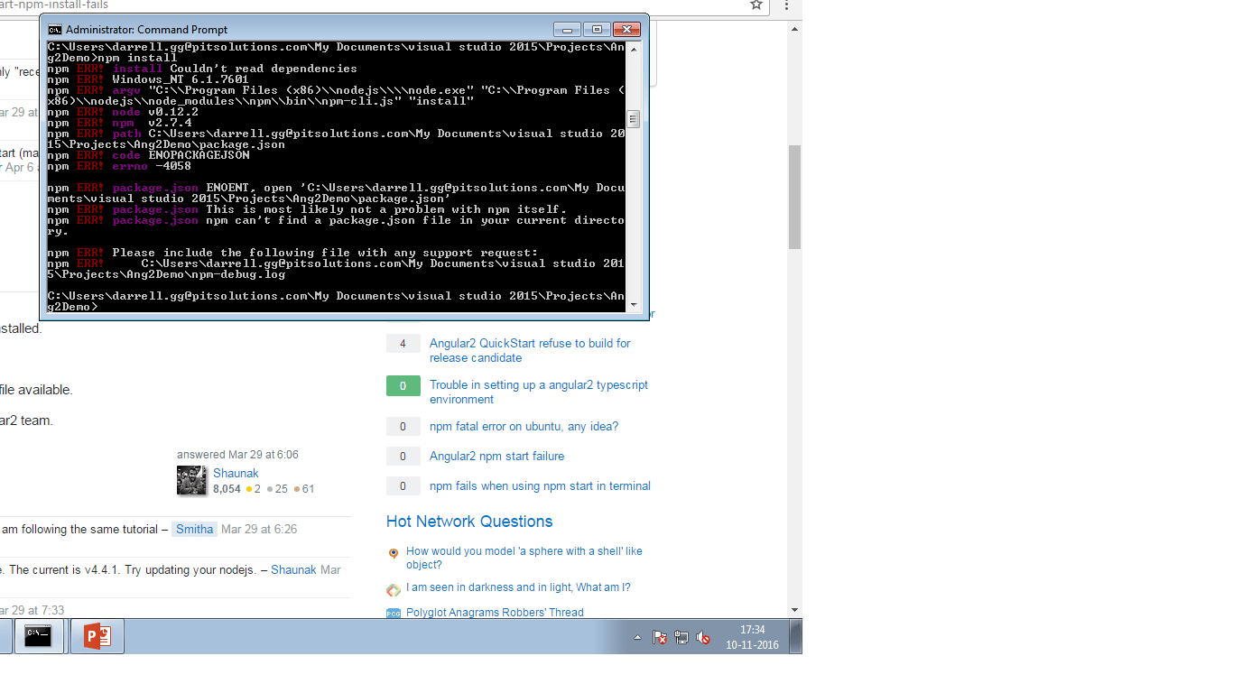 angular Unable to do npm install for angular2 project Stack Overflow