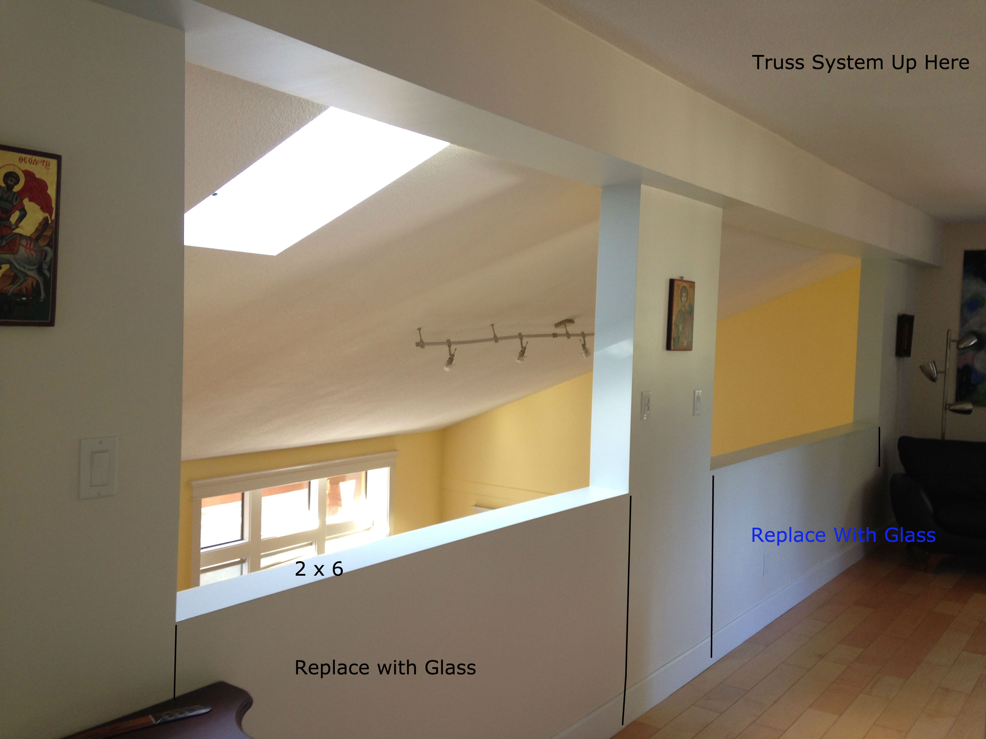 load bearing Replacing Drywall Railing with Glass Railing Home