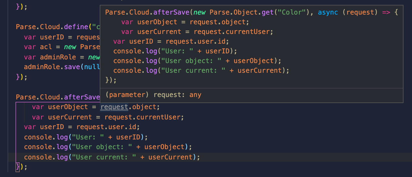 parse platform Javascript documentation is vague in VS Code, is there